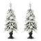 2 Pack 4ft. Pre-Lit Flocked Red Berry Fir Artificial Christmas Porch Tree in Urn, Warm White Lights
